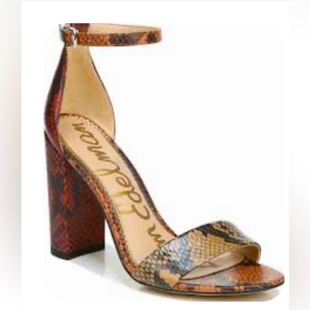 Sam Edelman Yaro Ankle Strap Multicolor Snake Print Heels